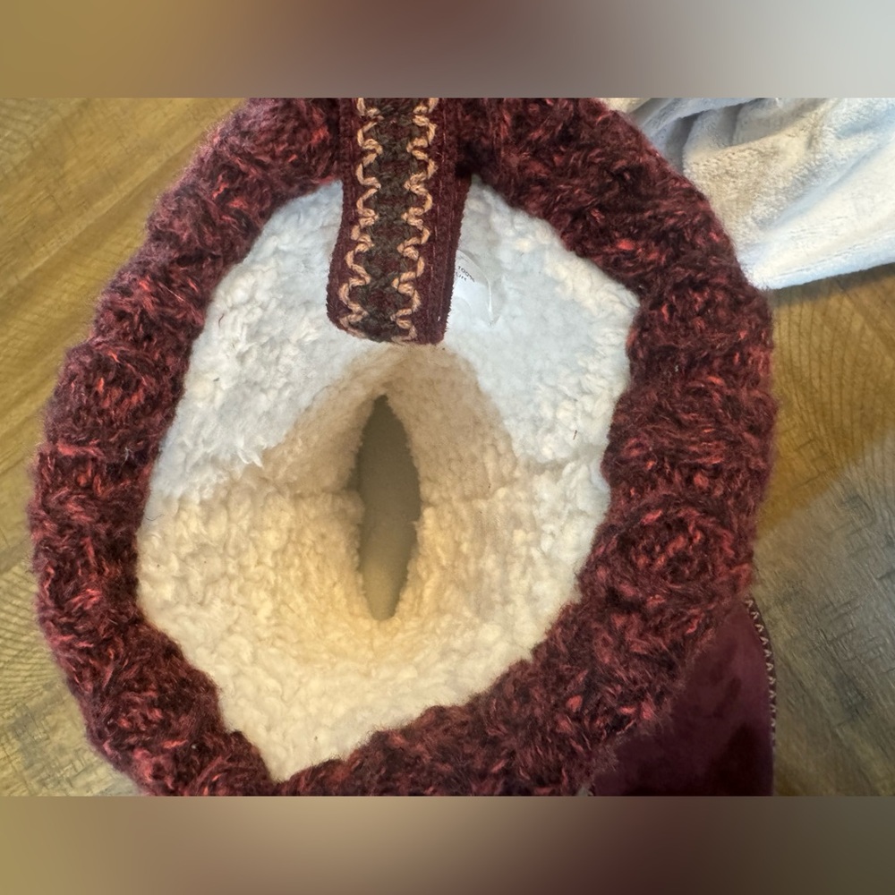 Muk Luks Women’s Burgundy Jackie Knit Faux Suede Mid-Calf Boots Size 9 - Picture 14 of 15